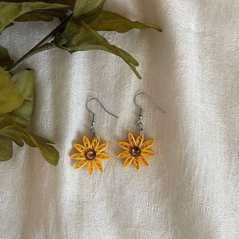 Paper Quilled Sunflower Earrings