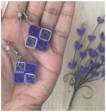 Load image into Gallery viewer, Squares Earrings in Purple &amp; Silver
