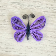 Load image into Gallery viewer, Paper Quiled Butterfly in Purple color made using Butterfly DIY Craft Kit by Miss Paper Craft.
